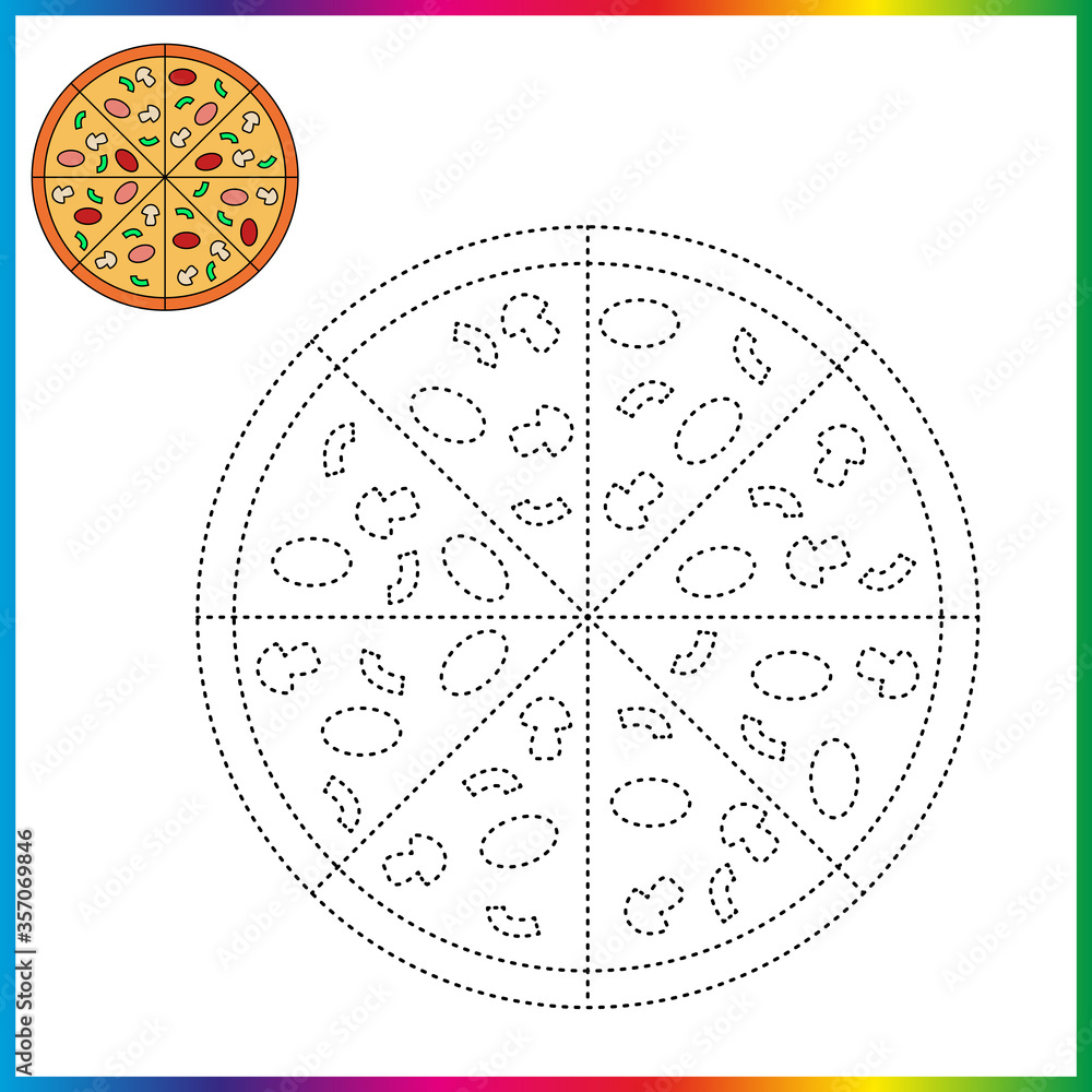  connect the dots and coloring page. Worksheet - game for kids. Restore dashed line - trace game for children. puzzle game
