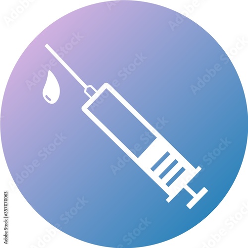 Medical syringe, hypodermic needle, Inject needle concept of vaccination, injection in circle icon with Colorful smooth gradient color. Drug dose concept. Symbol web site design, logo, app, UI.