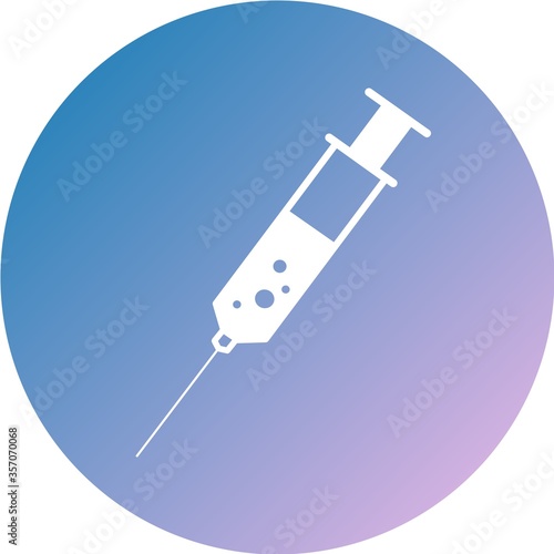 Medical syringe, hypodermic needle, Inject needle concept of vaccination, injection in circle icon with Colorful smooth gradient color. Drug dose concept. Symbol web site design, logo, app, UI.
