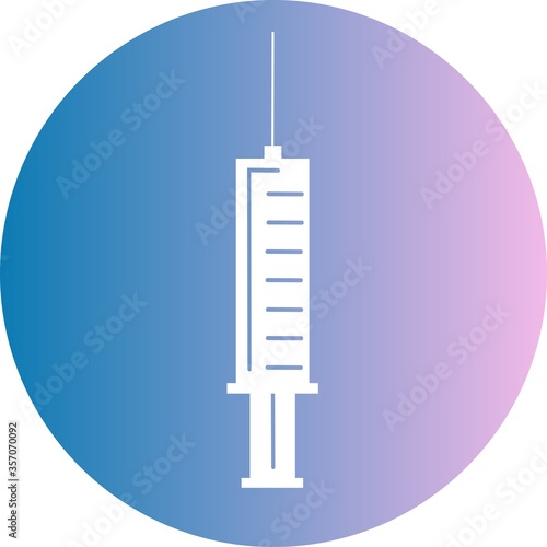 Medical syringe, hypodermic needle, Inject needle concept of vaccination, injection in circle icon with Colorful smooth gradient color. Drug dose concept. Symbol web site design, logo, app, UI.