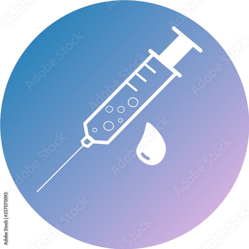 Medical syringe, hypodermic needle, Inject needle concept of vaccination, injection in circle icon with Colorful smooth gradient color. Drug dose concept. Symbol web site design, logo, app, UI.