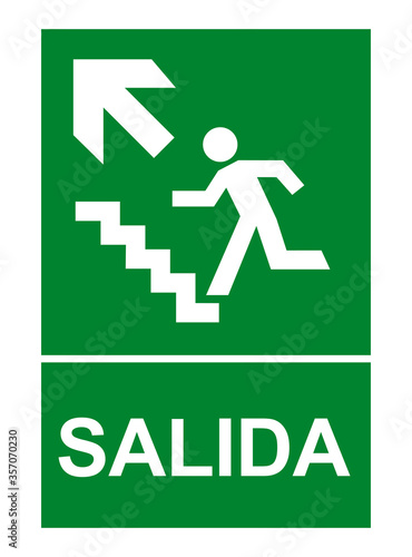 Salida cartel con flecha arriba evacuación