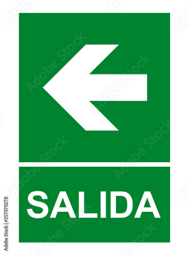 Cartel Salida con flecha izquierda evacuación