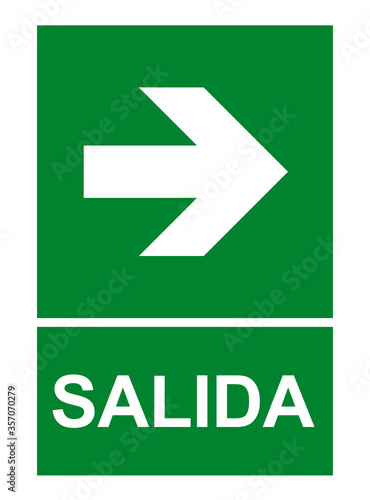Cartel Salida con flecha derecha evacuación