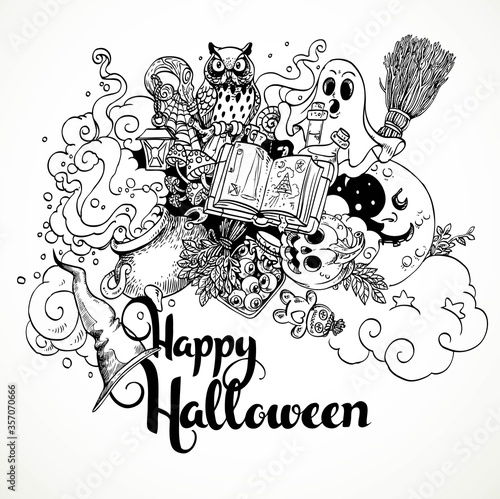 Happy Halloween doodles background