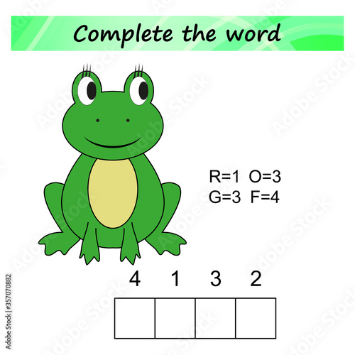 worksheet for preschool kids. Words puzzle educational game for children. Place the letters in right order.