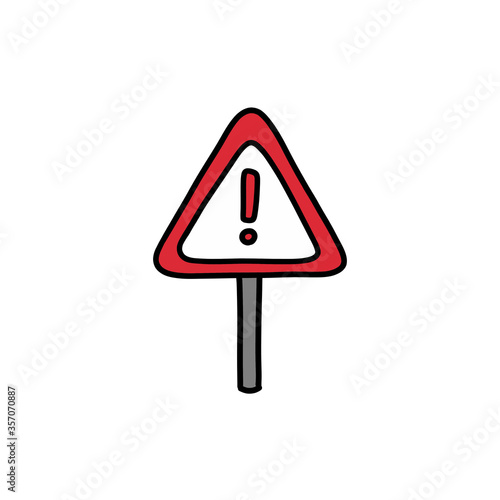road sign doodle icon, vector illustration
