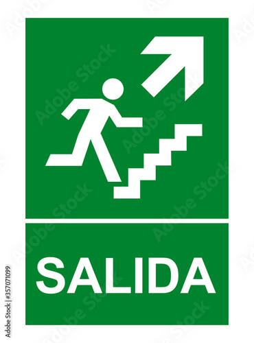 Cartel Salida con flecha arriba derecha evacuación