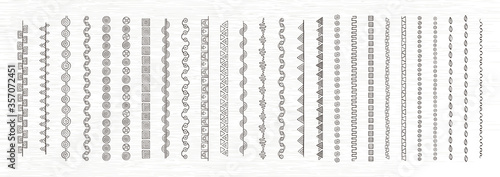 Doodle dividers, brush lines and borders set. Rustic decorative design elements and patterns