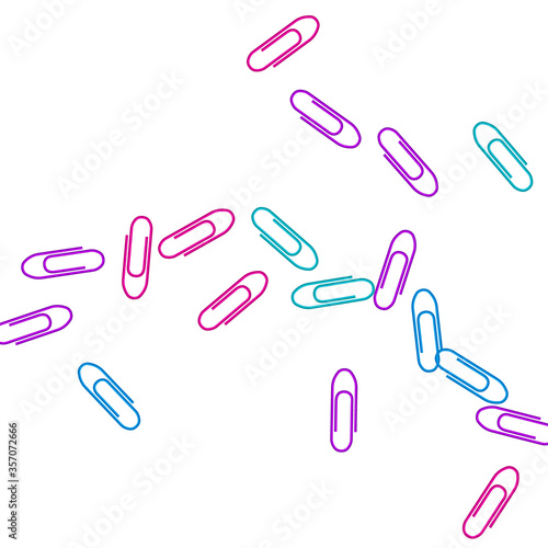 Stationary paperclips isolated on white background