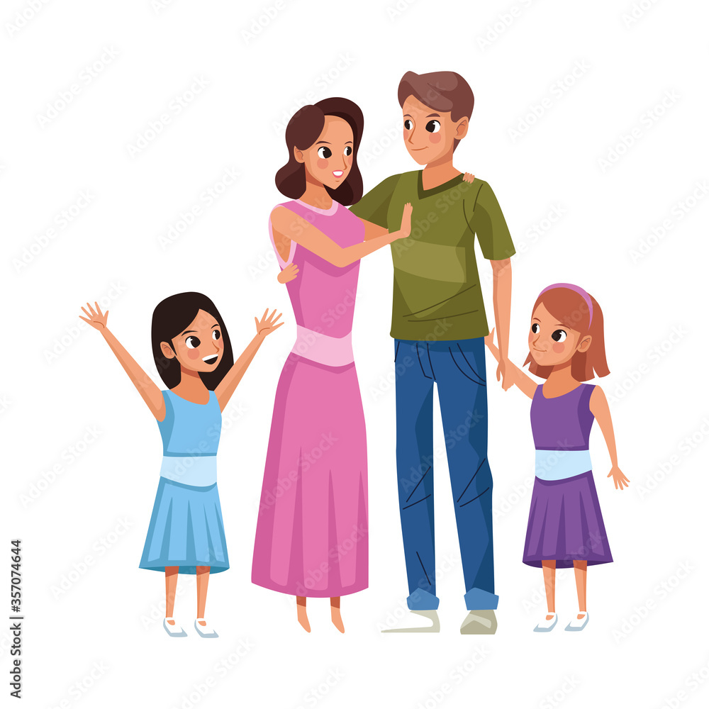 young parents with little daughters characters young parents with little daughters characters