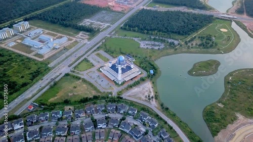 The grand Mosque Abdullah Fahim in Kepala Batas Pulau Penang Malaysia. (aerial view) photo