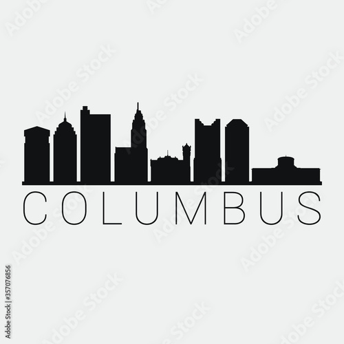 Columbus Ohio. The Skyline in Silhouette of City. Black Design Vector. The Famous and Tourist Monuments. The Buildings Tour in Landmark.