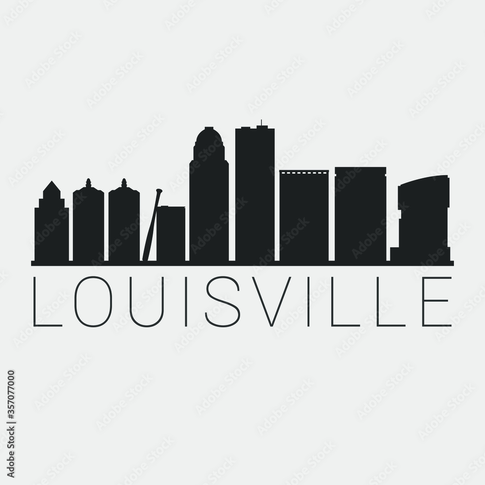 Louisville Silhouette Skyline Recessed Framed Print by RayHyra