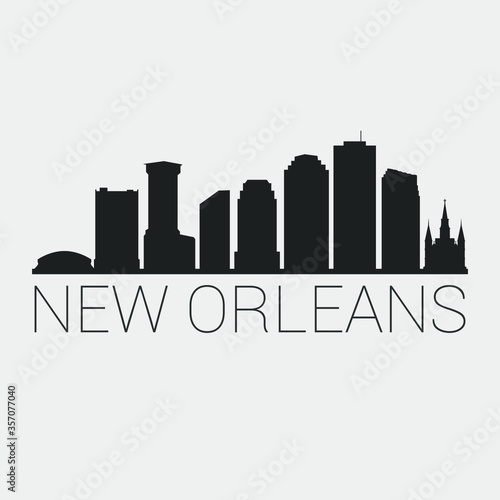 New Orleans Louisiana. Skyline Silhouette City. Design Vector. Famous Monuments Tourism Travel. Buildings Tour Landmark.
