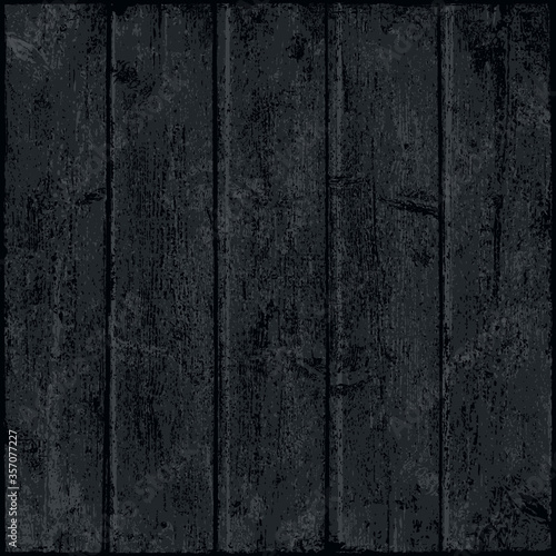 Black wood texture with realistic natural structure. Blank board composed from clean planks. Empty background in square size format. Graphic element saved as a vector illustration in EPS file format