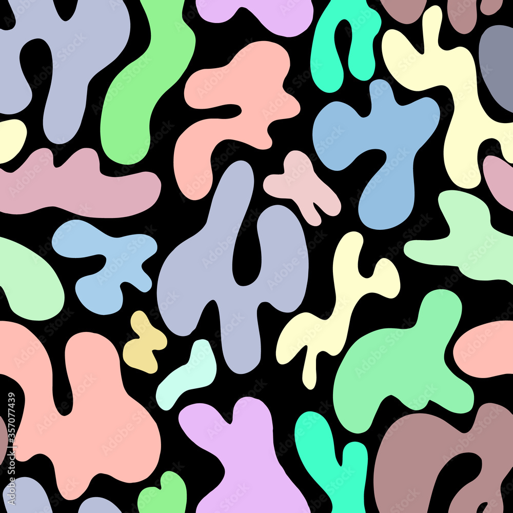  Abstract pattern of colored spots on a black background.A simple pattern of spots. Abstract style.Vector illustration
