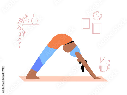 Yoga flat vector illustration. Healthy pregnancy.