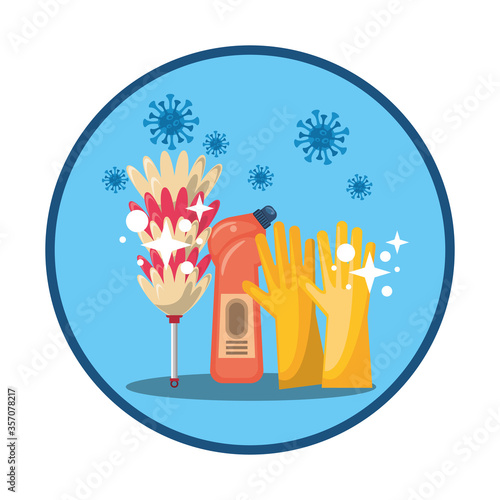 set of housekeeping tools for disinfect your house