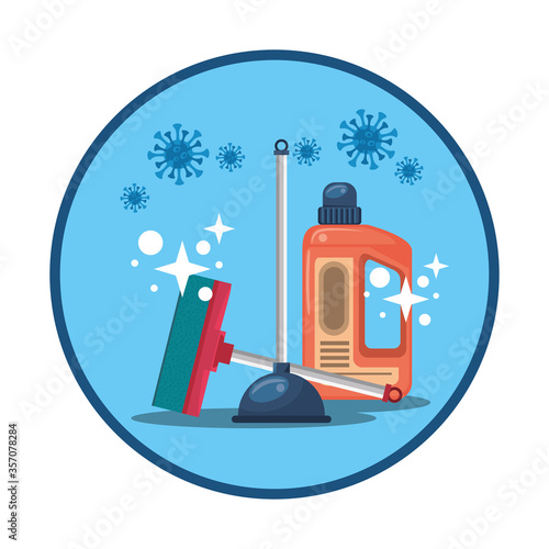 set of housekeeping tools for disinfect your house