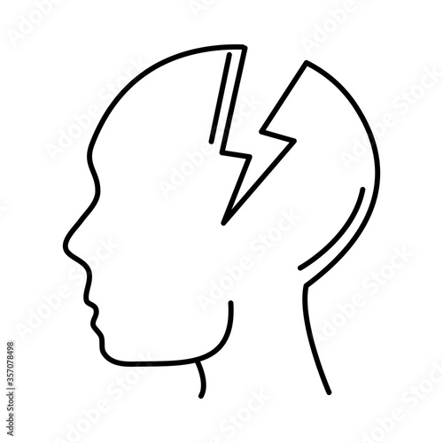 alzheimer disease, male profile silhouette memory loss, decrease in mental human ability line style icon
