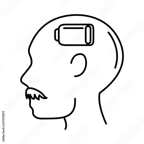 alzheimer disease, male profile silhouette attention, decrease in mental human ability line style icon