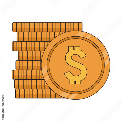 coins money dollars isolated icons