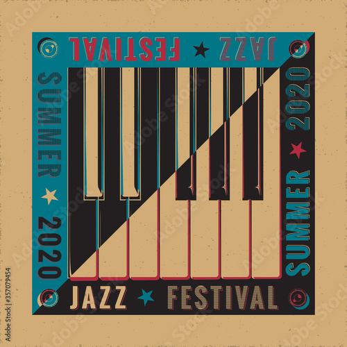 Jazz Festival Summer 2020 Avant Garde Poster Concept with Keys Inverted over Natural Yin Yang Style Composition and Logo Lettering - Black and White on Reverse Background - Graphic Silhouette Design