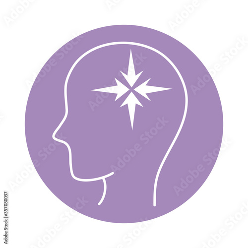 alzheimer disease, male profile silhouette intellectual decline, mental human ability color block style icon