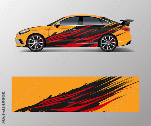 graphic abstract racing designs for vehicle Sticker vinyl wrap. Car decal vector © Saiful