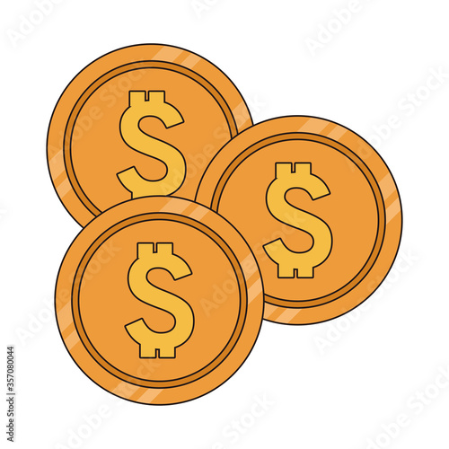 coins money dollars isolated icons