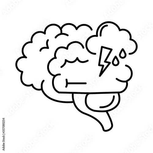 alzheimer disease, brain intellectual decrease in mental human ability line style icon