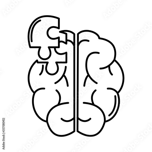 alzheimer disease, brain puzzle mind, decrease in mental human ability line style icon