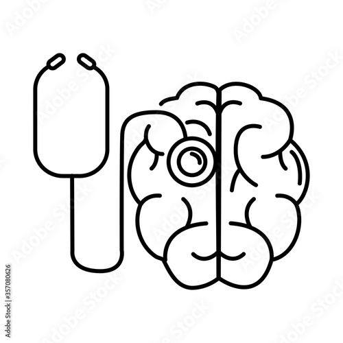 alzheimer disease, brain organ dianostic, decrease in mental human ability line style icon