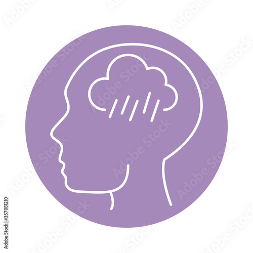 alzheimer disease, male profile silhouette intellectual, decrease in mental human ability color block style icon