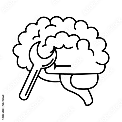alzheimer disease, mind wrench tools, decrease in mental human ability line style icon