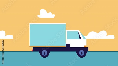 delivery service truck vehicle animation