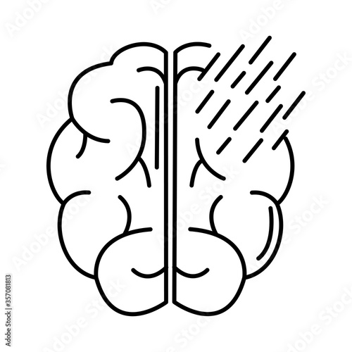 alzheimer disease, memory loss, decrease in mental human ability line style icon