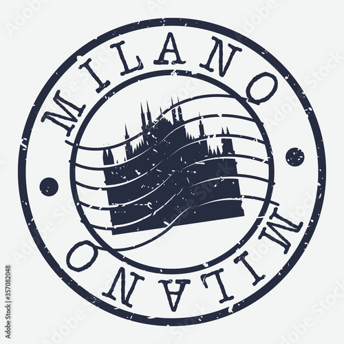 Milan Italy Stamp Postal. Silhouette Seal. Passport Round Design. Vector Icon. Design Retro Travel. National Symbol.