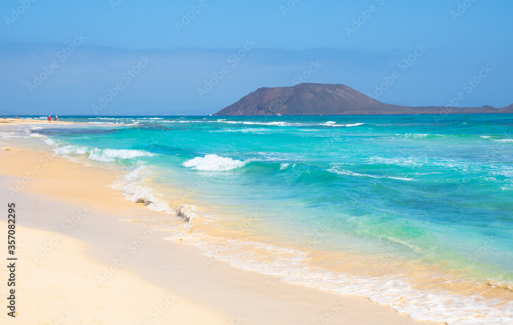 Beautiful view of  Grandes Playas in Corralejo Natural Park - Fuerteventura, Canary Islands, Spain