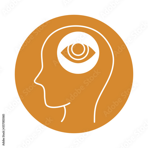 alzheimer disease, male profile silhouette problem vision, decrease in mental human ability color block style icon
