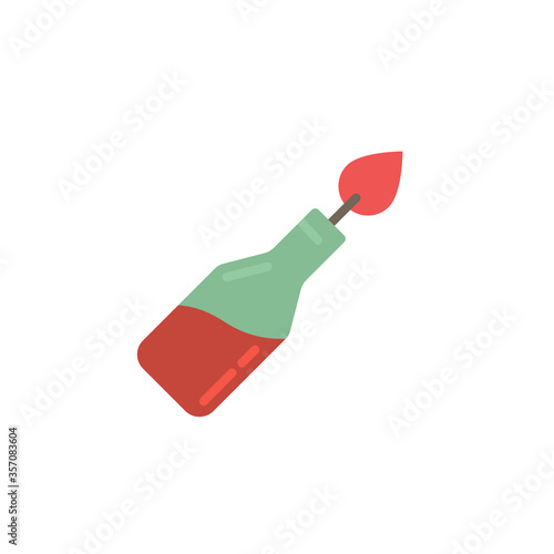 Fire cocktail bottle or molotov vector icon symbol weapon isolated on white background