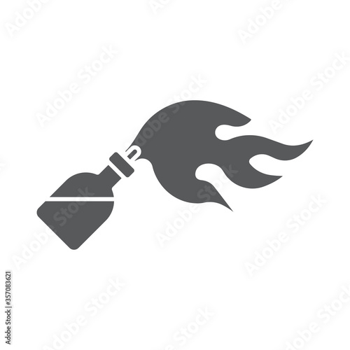 Fire cocktail bottle or molotov vector icon symbol weapon isolated on white background
