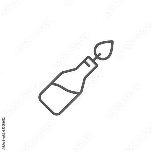 Fire cocktail bottle or molotov vector icon symbol weapon isolated on white background