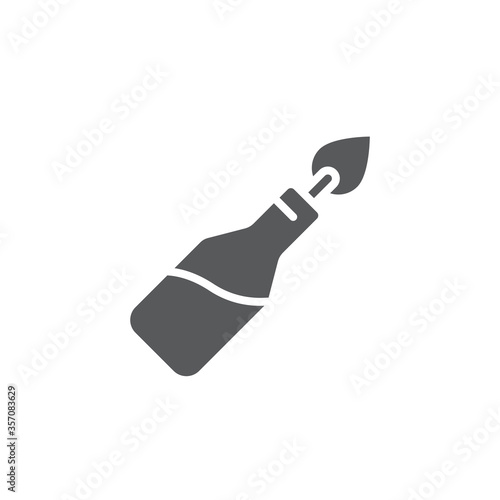 Fire cocktail bottle or molotov vector icon symbol weapon isolated on white background