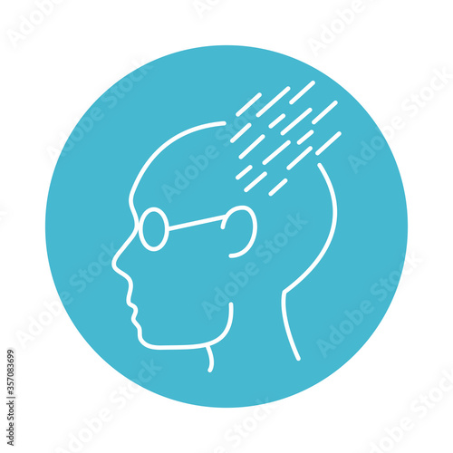 alzheimer disease, male profile silhouette apathy, decrease in mental human ability color block style icon