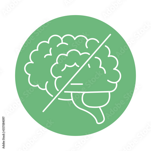 alzheimer disease and healthy brain, decrease in mental human ability color block style icon