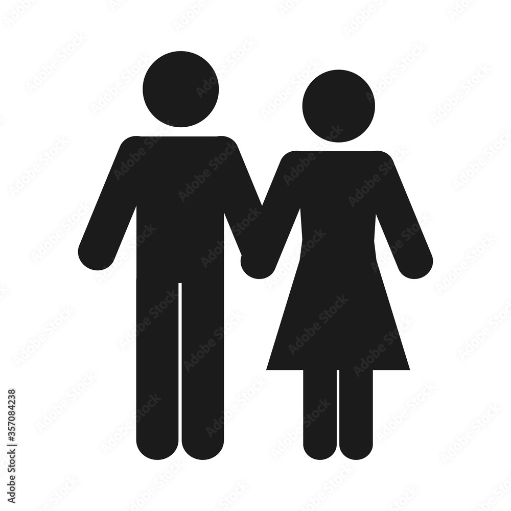 pictogram couple holding hands, silhouette style