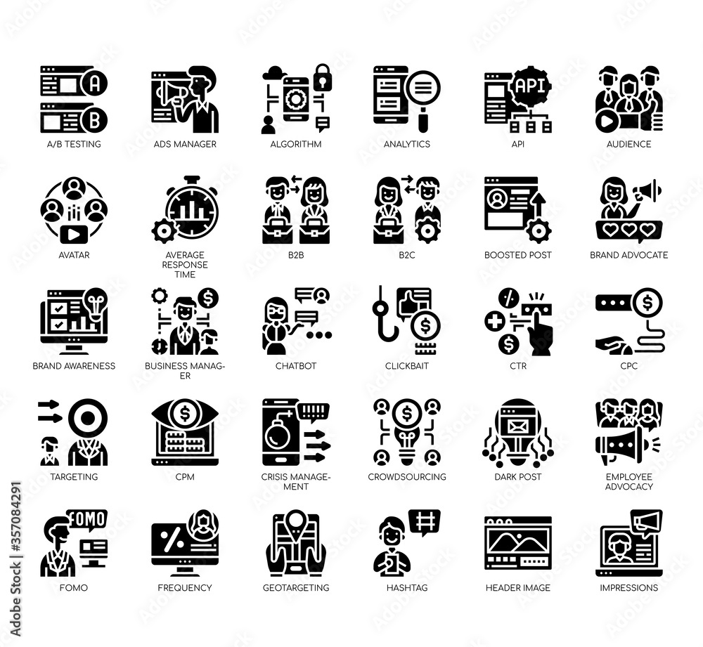 Set of social media strategy thin line and pixel perfect icons for any web and app project. Set of social media strategy thin line and pixel perfect icons for any web and app project.