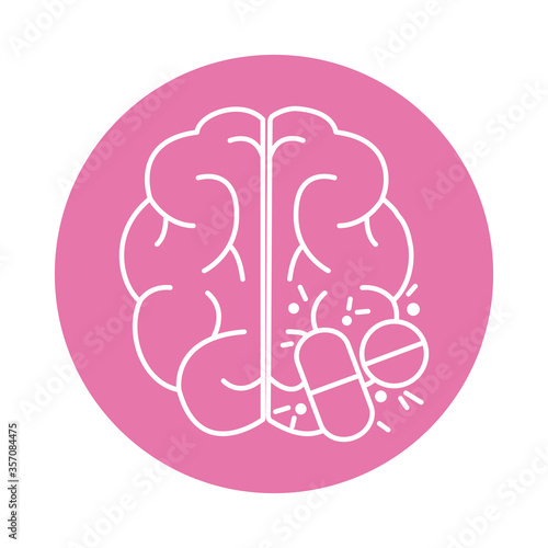 alzheimer disease, brain medication prescription, decrease in mental human ability color block style icon